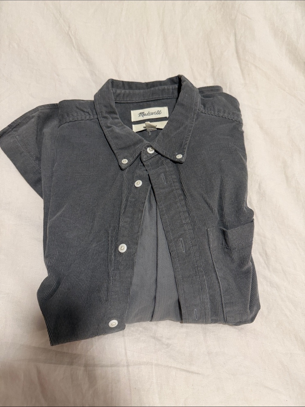 Madewell Men's Corduroy Button-Down Shirt in Charcoal